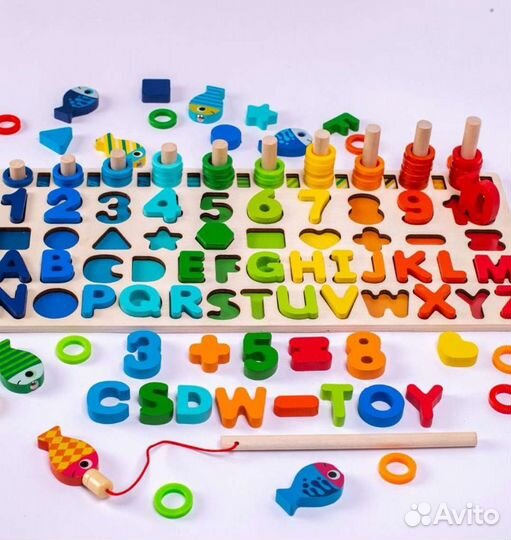 Логарифмическая доска-сортер, монтессори 6в1