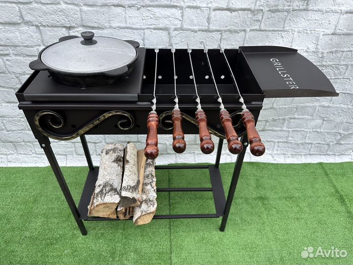 Мангал Grillster Дачный 700 сталь 3мм с дровницей