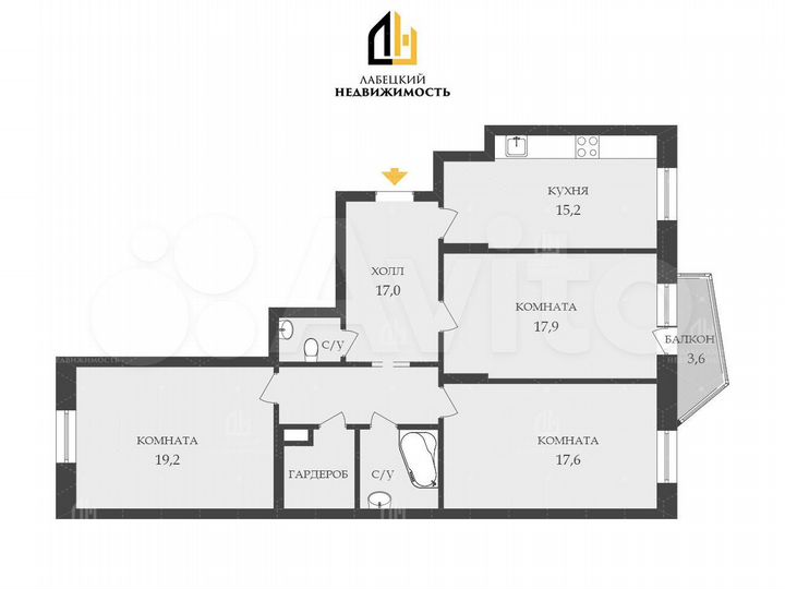 3-к. квартира, 97,2 м², 3/24 эт.