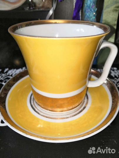 Чайная пара, бокал лфз ссср, желтая позолота