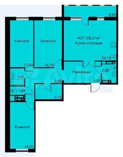 3-к. квартира, 108,3 м², 5/17 эт.