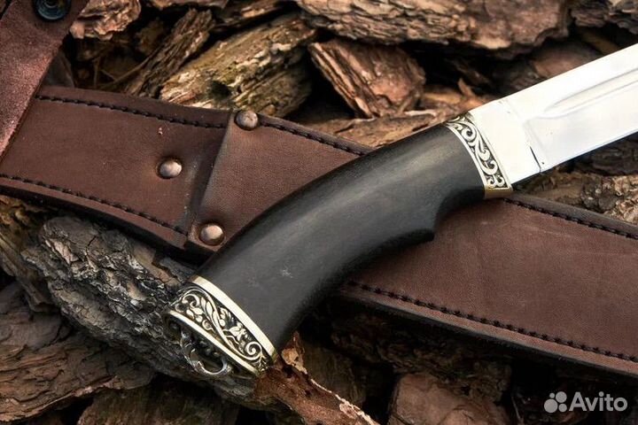 Нож Пластунский сталь 110х18 рукоять черный граб