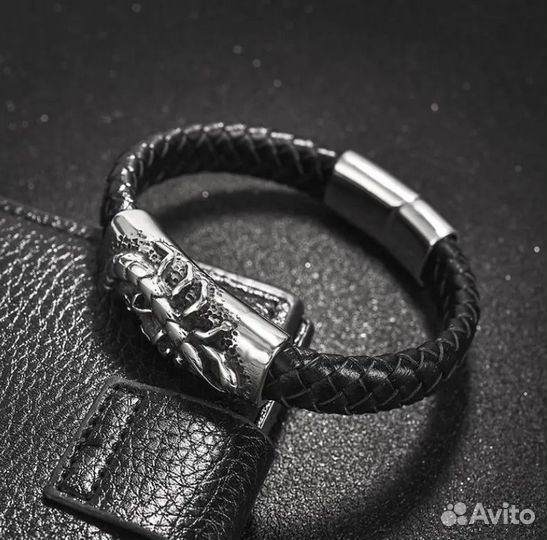 Винтажный кожаный мужской плетеный браслет Скорпио