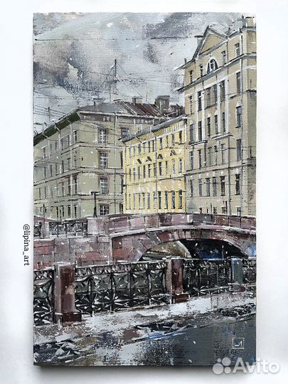Картина маслом Зимний мост Петербург