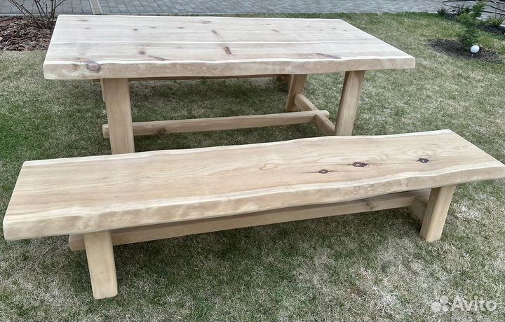 Комплект мебели стол и лавки из кедра