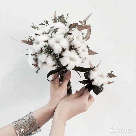 Свадебные букеты из живых и сухоцветов