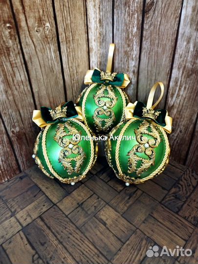 Шары на елку ручной работы на заказ, зелёные