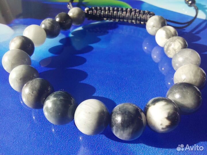 Браслет из Натуральных Камней - Кошачий глаз 8 мм