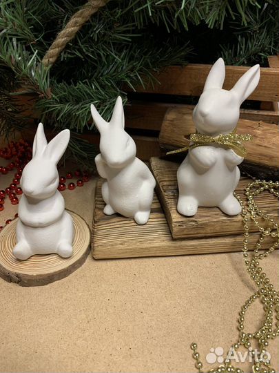 Гипсовые зайки новый год