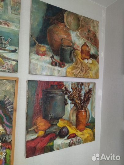 Большие картины натюрморты.Старые.Масло