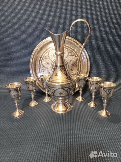 Серебряный сервиз для крепких напитков Кубачи