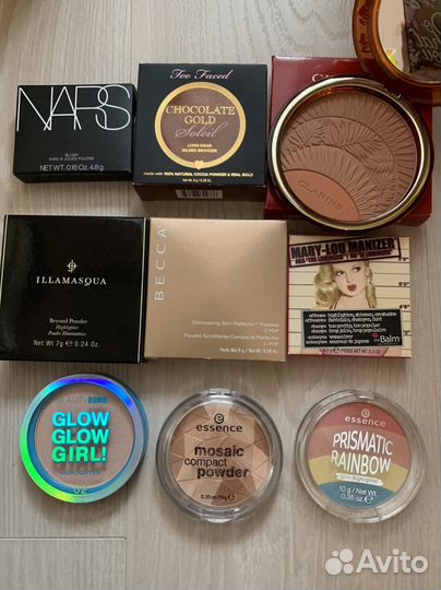 Пудра, хайлайтер, бронзер для лица