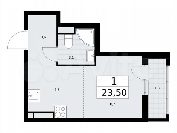 Квартира-студия, 23,5 м², 5/9 эт.