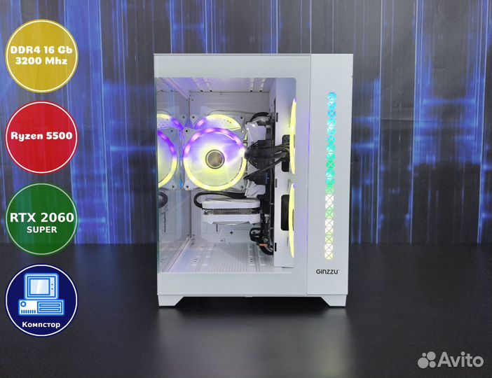 Игровая станция AMD5500-RTX2060SUP-16DDR4-MEV8-A520