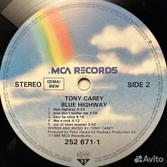 Tony Carey – Blue Highway (Германия 1985г.)