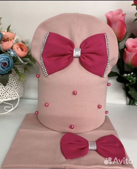 Шапка и снуд для девочек на весну