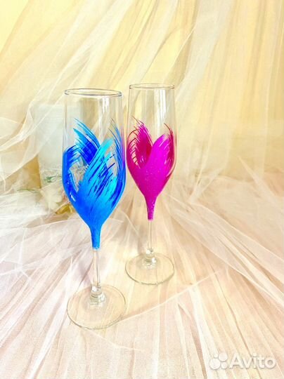 Свадебные бокалы ручной работы