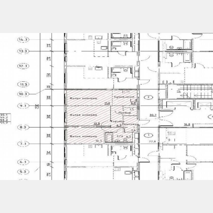 3-к. квартира, 55,2 м², 6/17 эт.