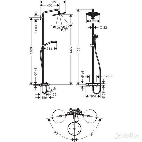 Душевая система Hansgrohe Croma Select S 280 1jet