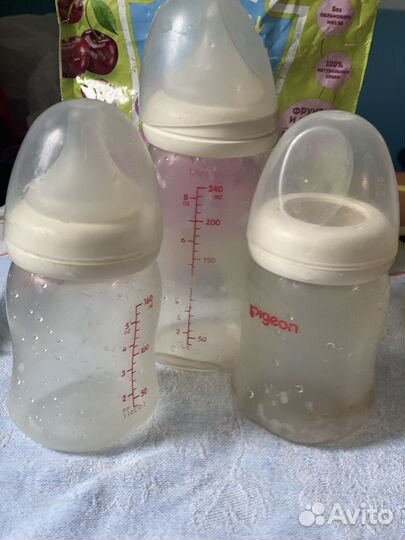 Бутылочки, щетка для мытья бутылок pigeon 3 шт