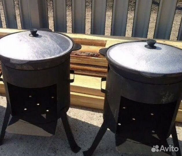 Казан чугунный с печкой