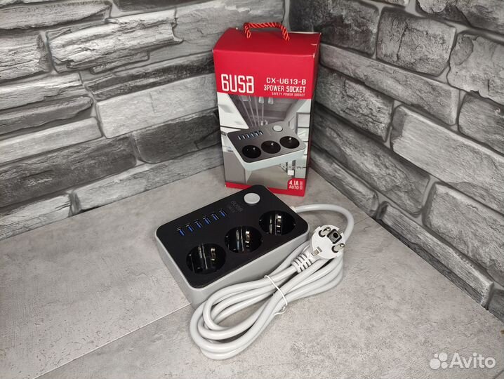 Новый сетевой фильтр, удлинитель 6 USB и 3 розетки