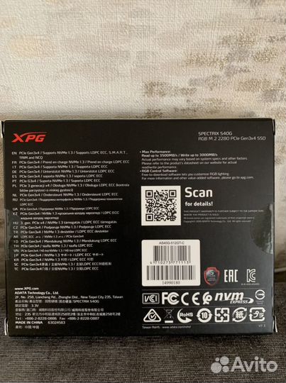 512 гб SSD M.2 A-Data XPG Spectrix S40G RGB