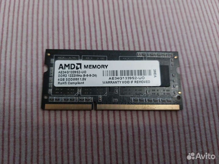 Оперативная память ddr3l AMD memory ae34g1339s2-UO