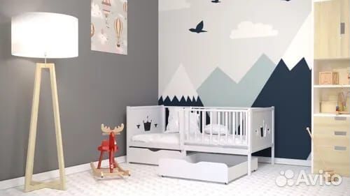 Кроватка высокий борт детская из натурального дере