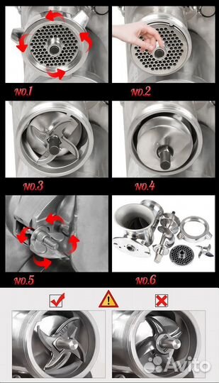 Мясорубка Piper 12/S -1,3кВт. из нержавеющей стали