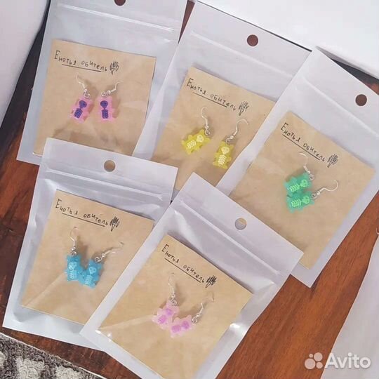 Серёжки-мишки ручной работы