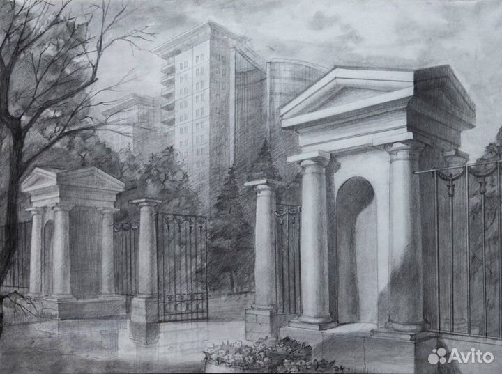 Картина городской пейзаж А2 без рамы