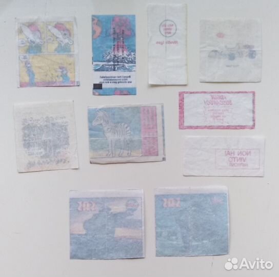 Вкладыши и наклейки от жвачек из 90-х