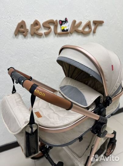 Коляска-трансформер 3 в 1 luxMom V9 молочный беж