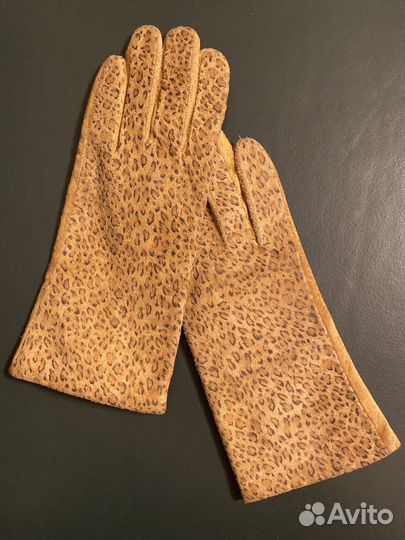 Перчатки замша 6,5 леопард