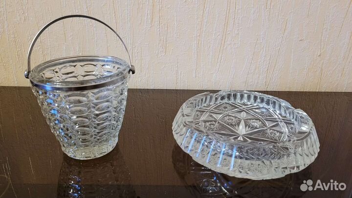 Хрусталь ссср. Ваза-конфетница и пепельница