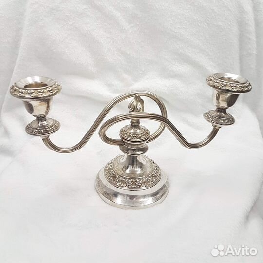 Старинные канделябры подсвечник серебрение 2 свечи