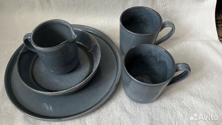 Набор кемамической посуды, синий, новый