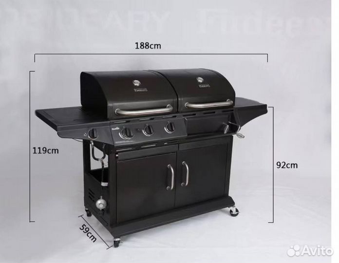Газовый гриль+уголный гриль+боковая грелка