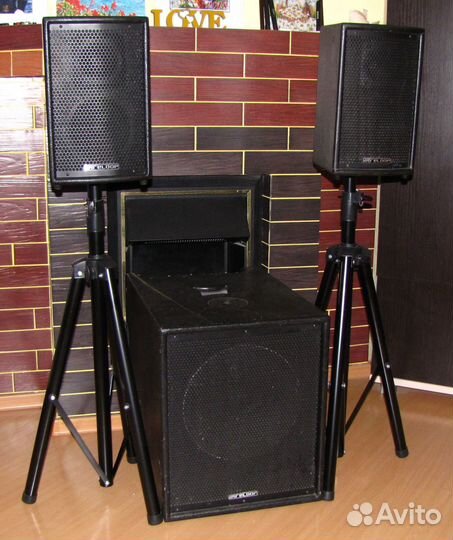 Колонки активный Саб 700-1400W 3шт R-Music Штативы