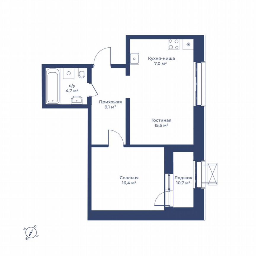 1-к. квартира, 49 м², 14/15 эт.