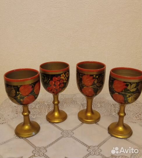 Рюмки деревянные. Винтаж. СССР. Хохлома