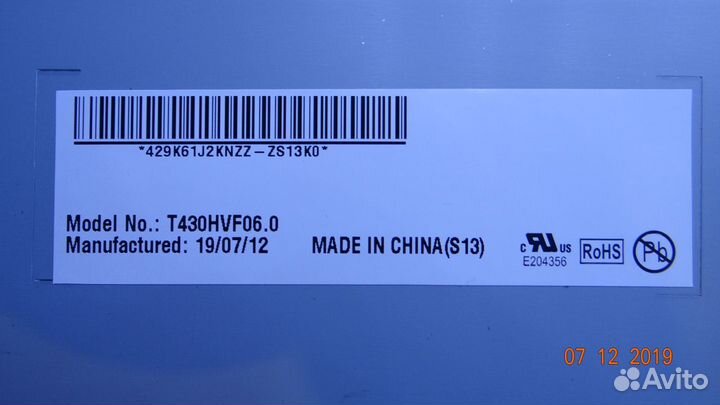 T430HVN01.6 ctrl BD 43T01-C04