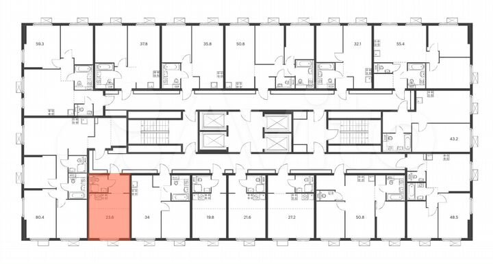 Квартира-студия, 23,6 м², 12/33 эт.