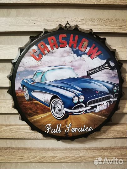 Декор на стену пробка пивная Car show Corvette