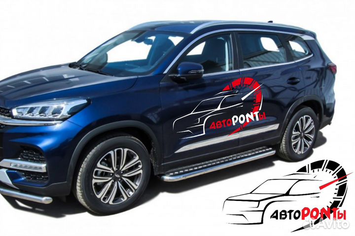 Пороги Chery Tiggo 8 площадка нержавейка