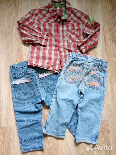 Джинсы и рубашка для вашего малыша)