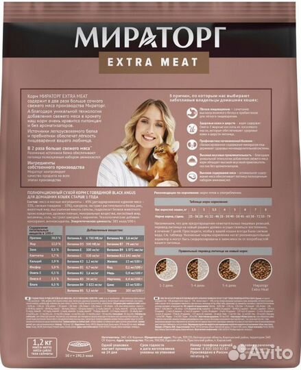 Сухой корм для кошек Мираторг Extra Meat