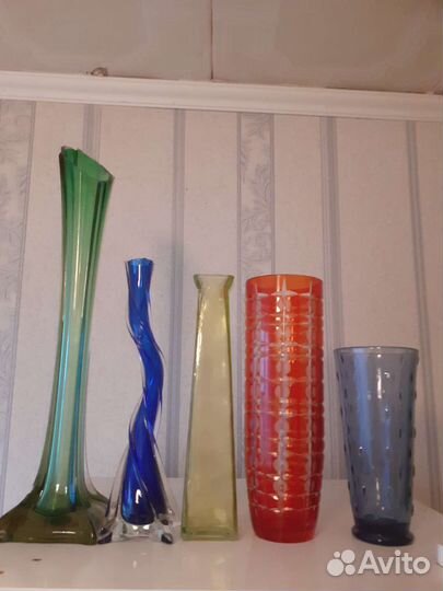 Вазы цветное стекло