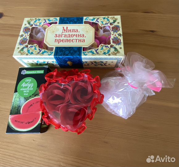 Мыло в виде лепестков, бомбочка, масло-спрей Арбуз